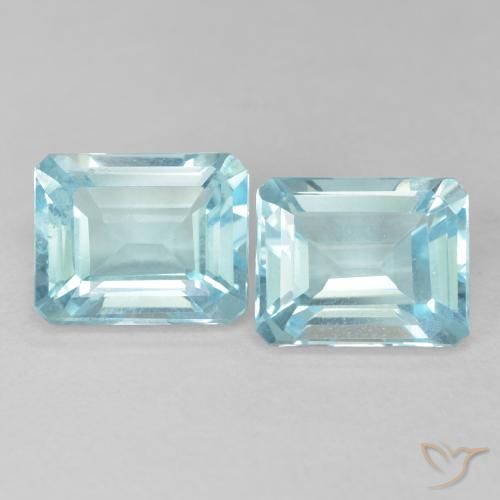 7.78ctw Natural Azul Esverdeado Claro Topázio, Corte Esmeralda, VVS-VS