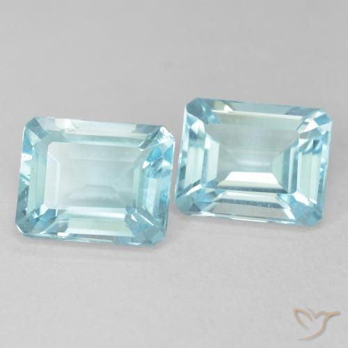 Pedras preciosas de Topázio Azul Esverdeado Claro natural de 7.78 ct, Corte Octógono / Esmeralda, VVS-VS