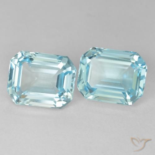 Pedras preciosas de Topázio Azul Esverdeado Claro natural de 8.20 ct, Corte Octógono / Esmeralda, VVS-VS