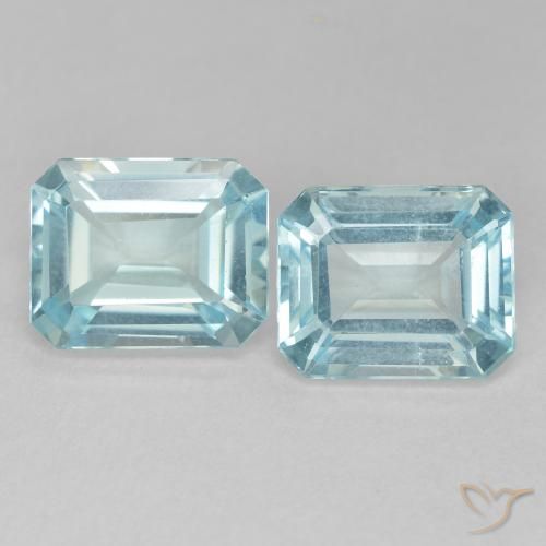 7.63ctw Natural Azul claro Topázio, Corte Esmeralda, VVS-VS