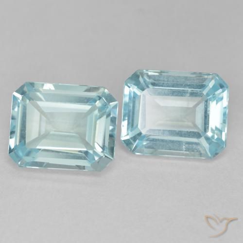 Pedras preciosas de Topázio Azul claro natural de 7.63 ct, Corte Octógono / Esmeralda, VVS-VS