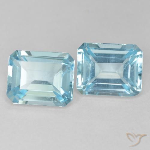 Pedras preciosas de Topázio Azul claro natural de 7.63 ct, Corte Octógono / Esmeralda, VVS-VS