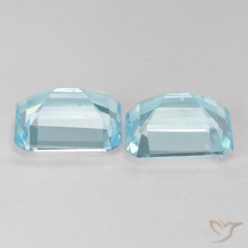 Pedras preciosas de Topázio Azul claro natural de 7.63 ct, Corte Octógono / Esmeralda, VVS-VS
