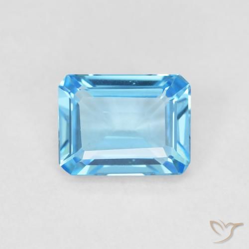 1.80ct Natural Céu Azul Profundo Topázio, Corte Esmeralda, VVS