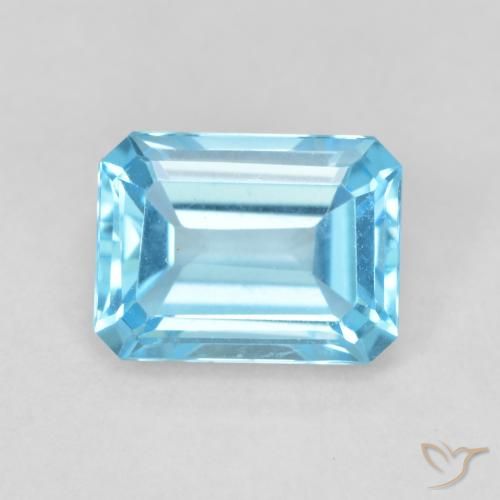 2.02ct Natural Azul Suíço Topázio, Corte Esmeralda, VVS