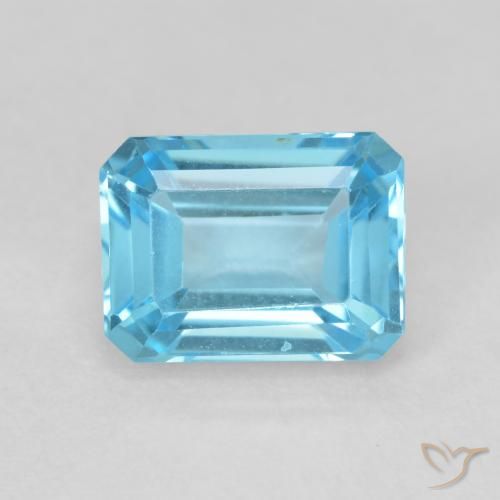 2.19ct Natural Azul Suíço Topázio, Corte Esmeralda, VVS