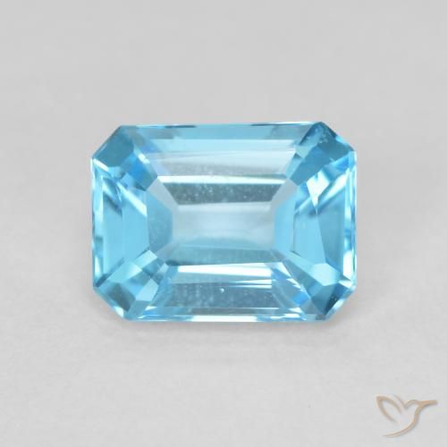 1.90ct Natural Azul Suíço Topázio, Corte Esmeralda, VVS