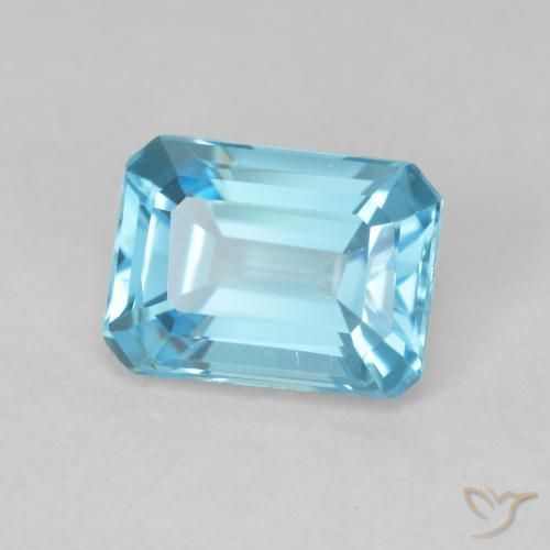Topázio Azul Suíço Natural 2.02ct, Corte Octógono / Esmeralda, VVS