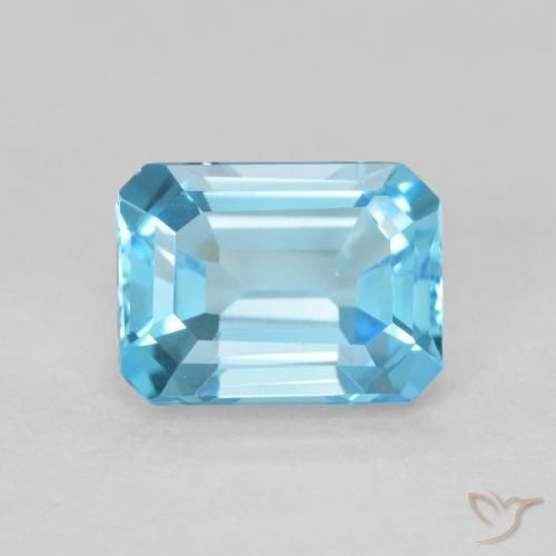 1.86ct Natural Azul Suíço Topázio, Corte Esmeralda, VVS