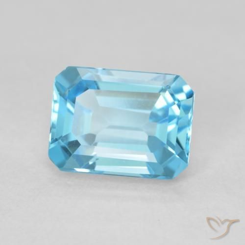 Topázio Azul Suíço Natural 1.86ct, Corte Octógono / Esmeralda, VVS