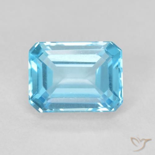 2.16ct Natural Azul Suíço Topázio, Corte Esmeralda, VVS