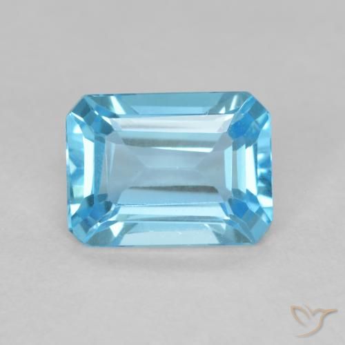 1.78ct Natural Azul Suíço Topázio, Corte Esmeralda, VVS