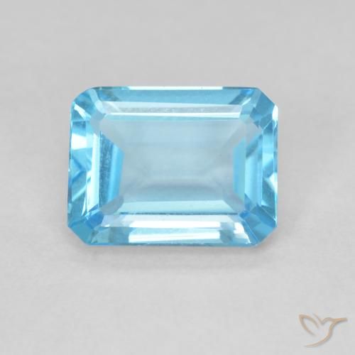 1.70ct Natural Azul Suíço Topázio, Corte Esmeralda, VVS