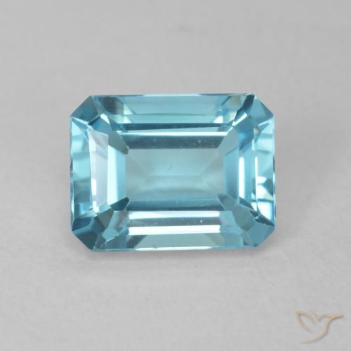 2.07ct Natural Azul claro Topázio, Corte Esmeralda, VVS