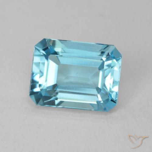 Topázio Azul claro Natural 2.07ct, Corte Octógono / Esmeralda, VVS
