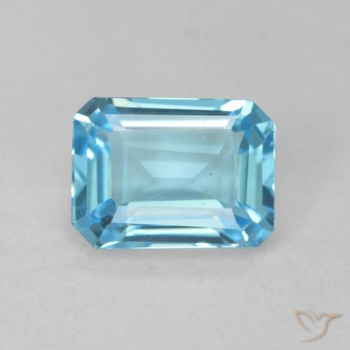 2.08ct Natural Azul Suíço Topázio, Corte Esmeralda, VVS