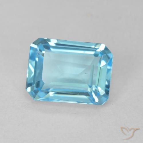 Topázio Azul Suíço Natural 2.08ct, Corte Octógono / Esmeralda, VVS