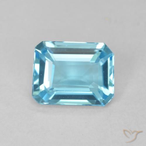 1.70ct Natural Azul Suíço Topázio, Corte Esmeralda, VVS