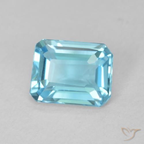Topázio Azul Suíço Natural 1.70ct, Corte Octógono / Esmeralda, VVS