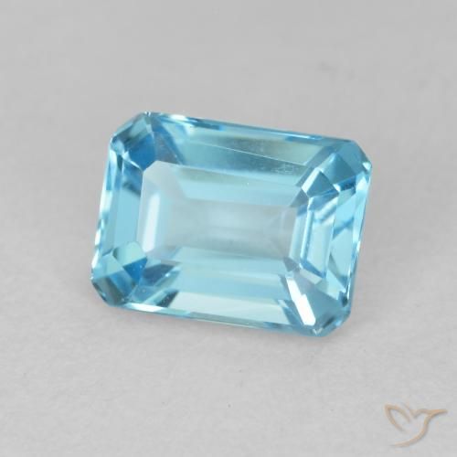 Topázio Azul Suíço Natural 2.14ct, Corte Octógono / Esmeralda, VVS