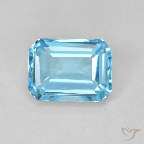 2.11ct Natural Azul Suíço Topázio, Corte Esmeralda, VVS