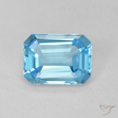 1.80ct Natural Azul Suíço Topázio, Corte Esmeralda, VVS