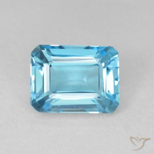 2.20ct Natural Azul Suíço Topázio, Corte Esmeralda, VVS