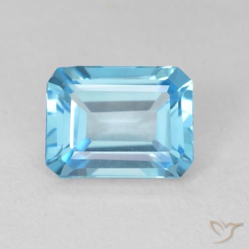 2.08ct Natural Azul Suíço Topázio, Corte Esmeralda, VVS