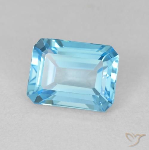 Topázio Azul Suíço Natural 2.08ct, Corte Octógono / Esmeralda, VVS