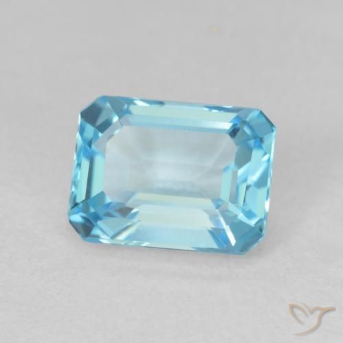 Topázio Azul Suíço Natural 2.20ct, Corte Octógono / Esmeralda, VVS