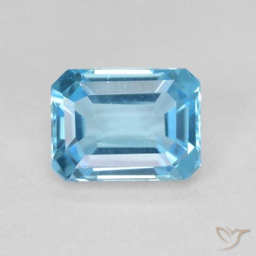 2.06ct Natural Azul Suíço Topázio, Corte Esmeralda, VVS