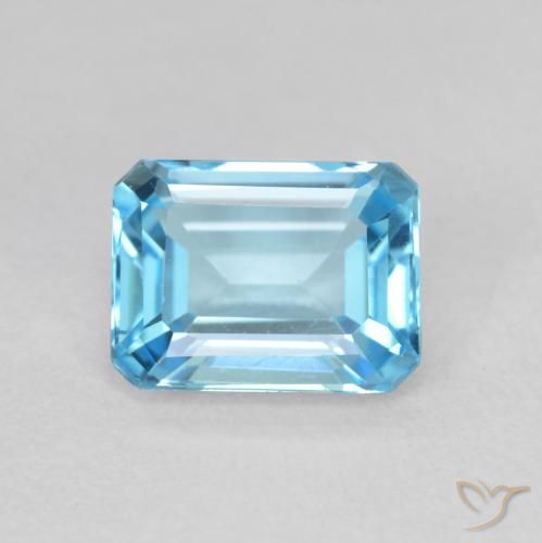 1.99ct Natural Azul Suíço Topázio, Corte Esmeralda, VVS