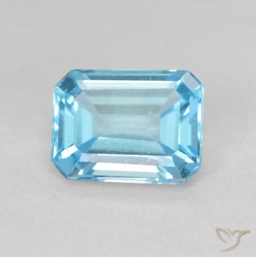 2.12ct Natural Azul Suíço Topázio, Corte Esmeralda, VVS