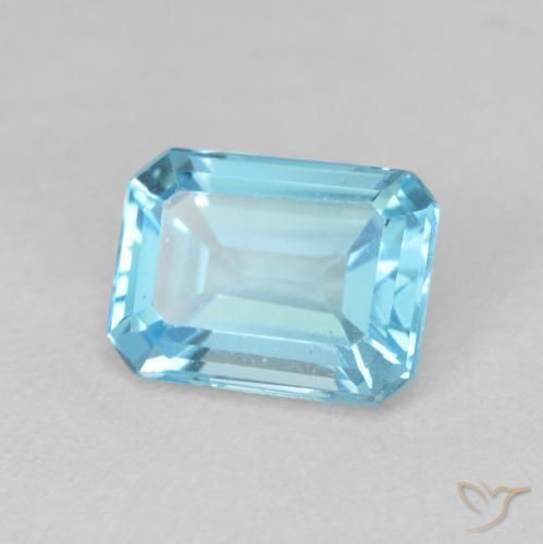 Topázio Azul Suíço Natural 2.12ct, Corte Octógono / Esmeralda, VVS