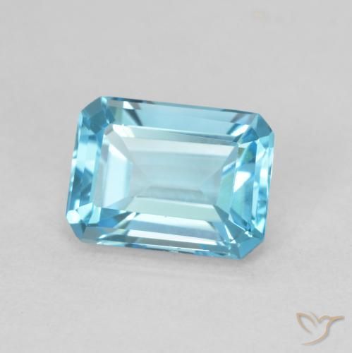 1.84ct Natural Azul Suíço Topázio, Corte Esmeralda, VVS