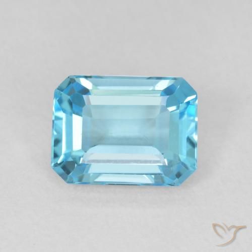 1.86ct Natural Azul Suíço Topázio, Corte Esmeralda, VVS