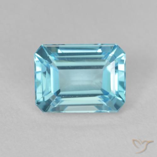 2.00ct Natural céu azul claro Topázio, Corte Esmeralda, VVS