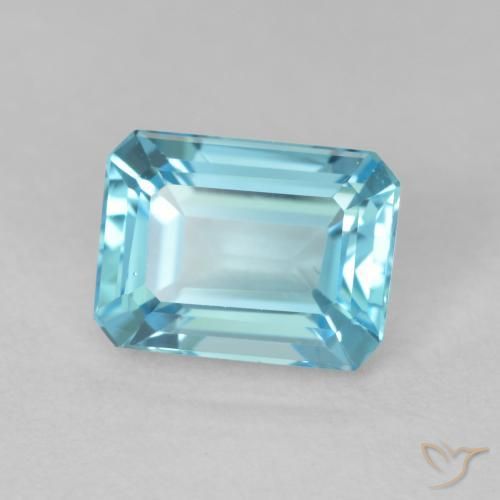 Topázio céu azul claro Natural 2.00ct, Corte Octógono / Esmeralda, VVS
