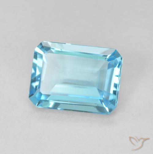 Topázio céu azul claro Natural 1.77ct, Corte Octógono / Esmeralda, VVS