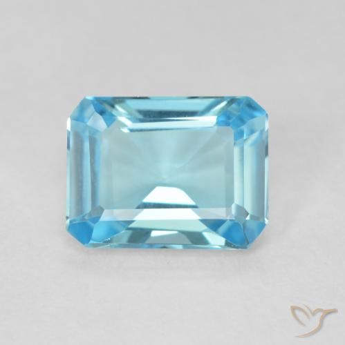 1.68ct Natural Azul Suíço Topázio, Corte Esmeralda, VVS