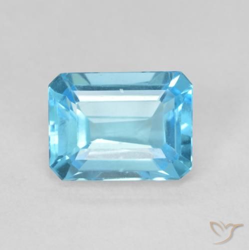1.87ct Natural Azul Suíço Topázio, Corte Esmeralda, VVS