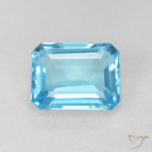 2.17ct Natural Azul Suíço Topázio, Corte Esmeralda, VVS
