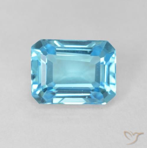 2.08ct Natural Azul Suíço Topázio, Corte Esmeralda, VVS