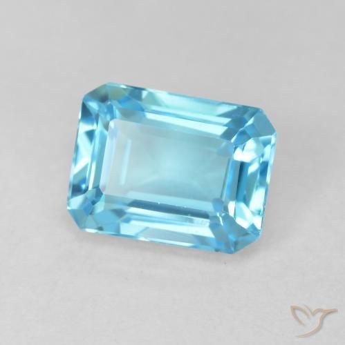 Topázio Azul Suíço Natural 2.08ct, Corte Octógono / Esmeralda, VVS