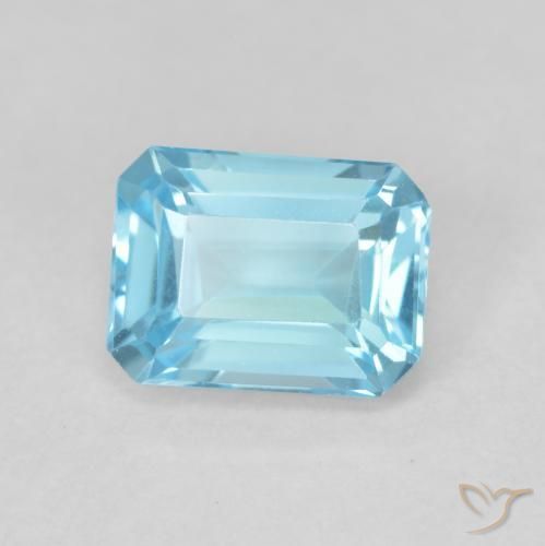 Topázio Azul Suíço Natural 2.13ct, Corte Octógono / Esmeralda, VVS-VS