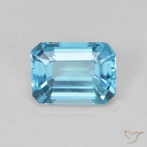 2.00ct Natural Azul Suíço Topázio, Corte Esmeralda, VVS-VS