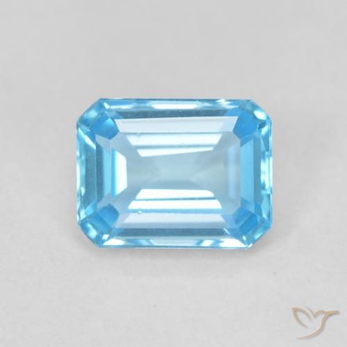 1.82ct Natural Azul Suíço Topázio, Corte Esmeralda, VVS-VS