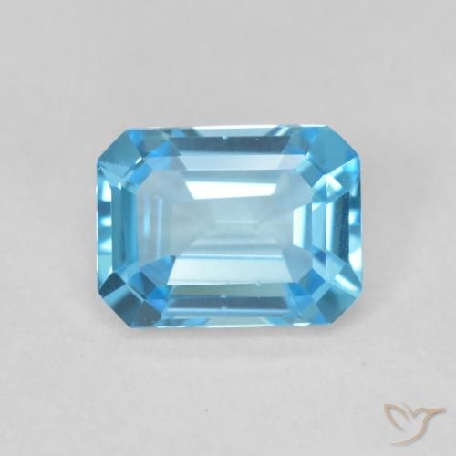 1.76ct Natural Azul Suíço Topázio, Corte Esmeralda, VVS-VS