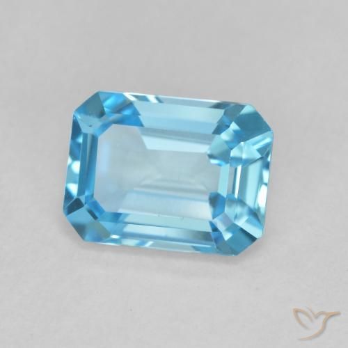 Topázio Azul Suíço Natural 1.76ct, Corte Octógono / Esmeralda, VVS-VS