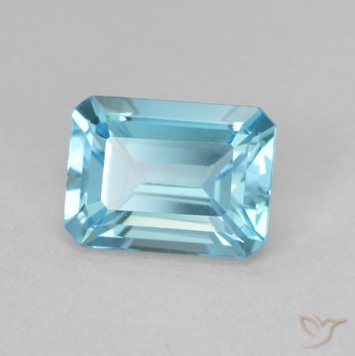 Topázio Azul claro Natural 2.02ct, Corte Octógono / Esmeralda, VVS-VS